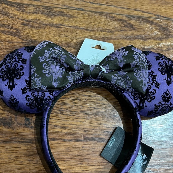 Disney Parks Haunted Mansion Purple and Black Mouse Ears Headband - Picture 2 of 2